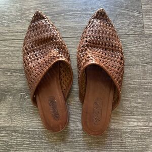 Marsell Brown Leather Woven Slip-On Mules